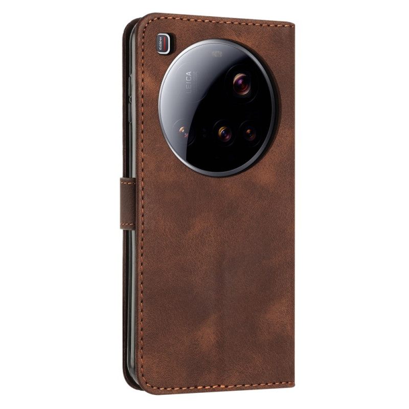 Δερματινη Θηκη Xiaomi 15 Ultra Γεωμετρικές Γραμμές Λουριού Σιλικόνης