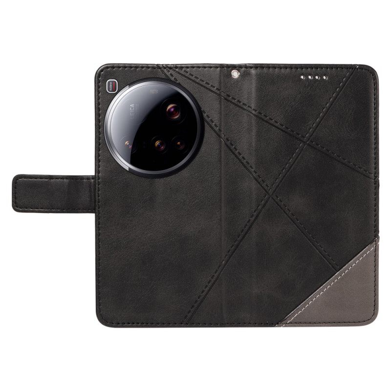 Δερματινη Θηκη Xiaomi 15 Ultra Γεωμετρικό Σχέδιο Σιλικόνης