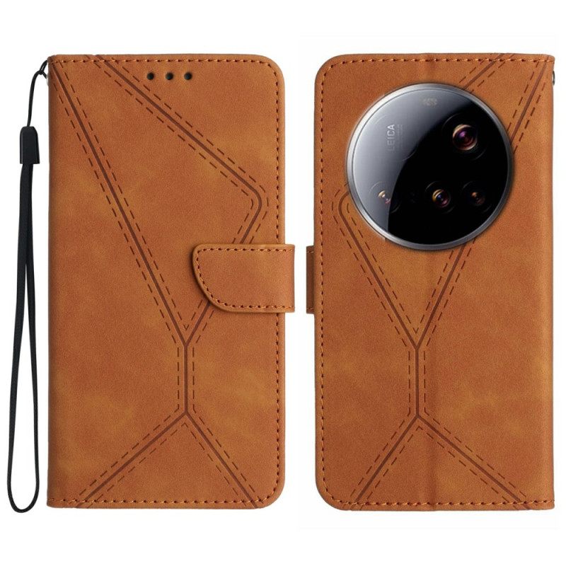 Δερματινη Θηκη Xiaomi 15 Ultra Γραμμές Και Ρίγες Σιλικόνης