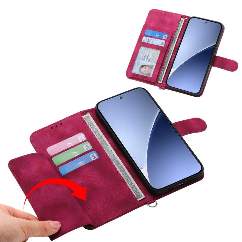 Δερματινη Θηκη Xiaomi 15 Ultra Λουλουδάτο Μοτίβο Με Λουράκι Και Λουράκι Ώμου