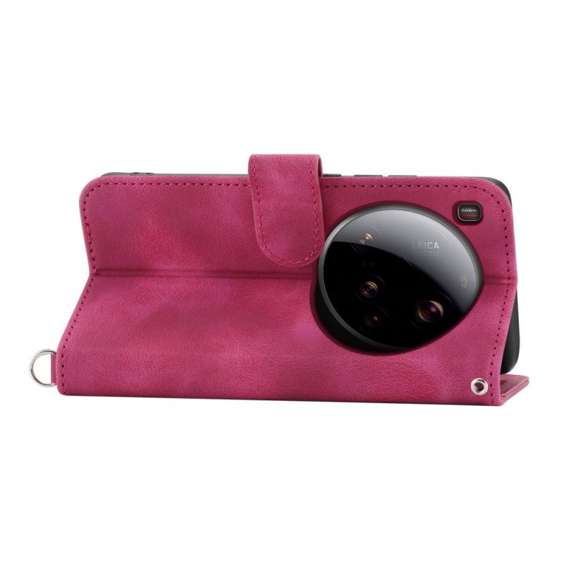 Δερματινη Θηκη Xiaomi 15 Ultra Λουλουδάτο Μοτίβο Με Λουράκι Και Λουράκι Ώμου