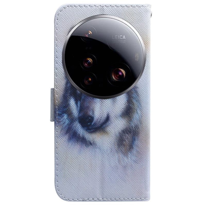 Δερματινη Θηκη Xiaomi 15 Ultra Λύκος Σε Ακουαρέλα