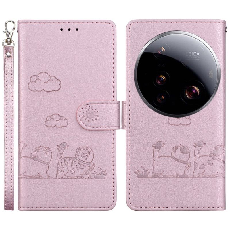 Δερματινη Θηκη Xiaomi 15 Ultra Σχέδιο Rfid Με Προστασία Και Γατάκι