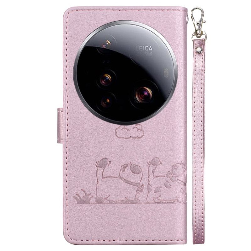 Δερματινη Θηκη Xiaomi 15 Ultra Σχέδιο Rfid Με Προστασία Και Γατάκι