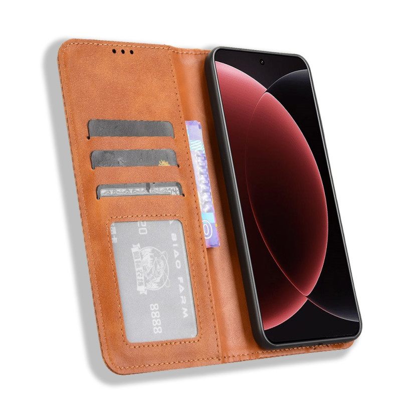 Δερματινη Θηκη Xiaomi 15 Ultra Vintage Διάζωμα Σιλικόνης