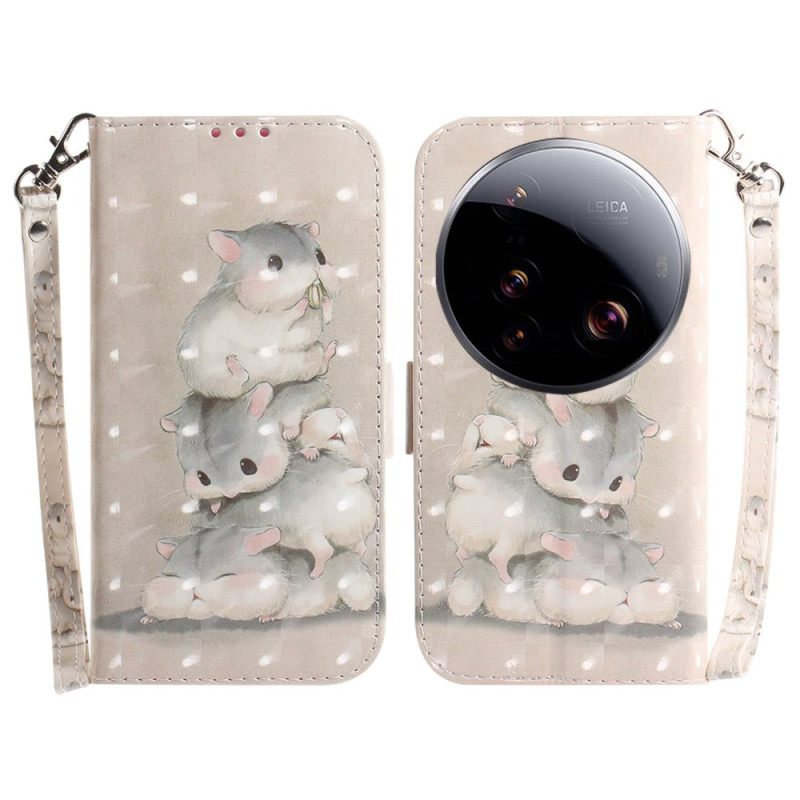 Δερματινη Θηκη Xiaomi 15 Ultra Χάμστερ Με Κορδόνι Σιλικόνης