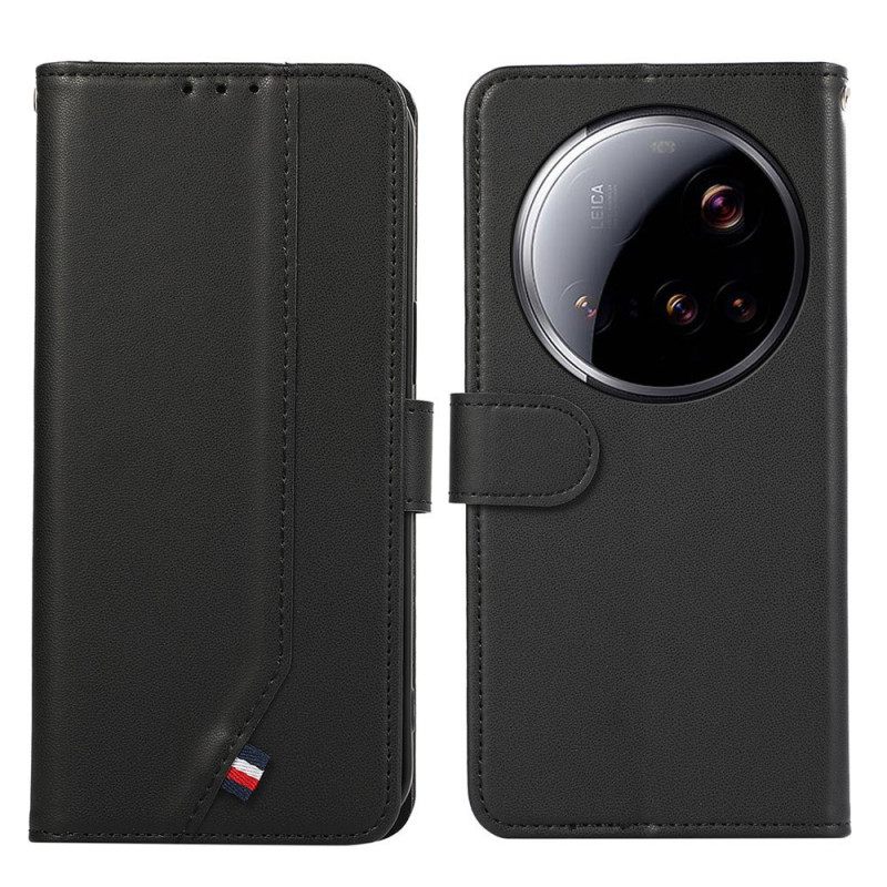 Δερματινη Θηκη Xiaomi 15 Ultra Υφή Μεταξιού Με Μπλοκάρισμα Rfid Σιλικόνης