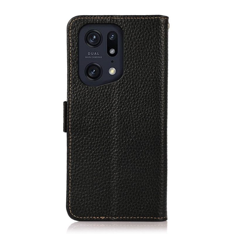 Κάλυμμα Oppo Find X5 Pro Litchi Leather Khazneh Rfid