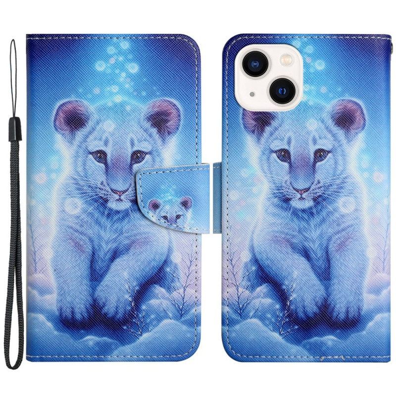 Κάλυμμα iPhone 15 με κορδονι Baby Leopard Με Λουράκι