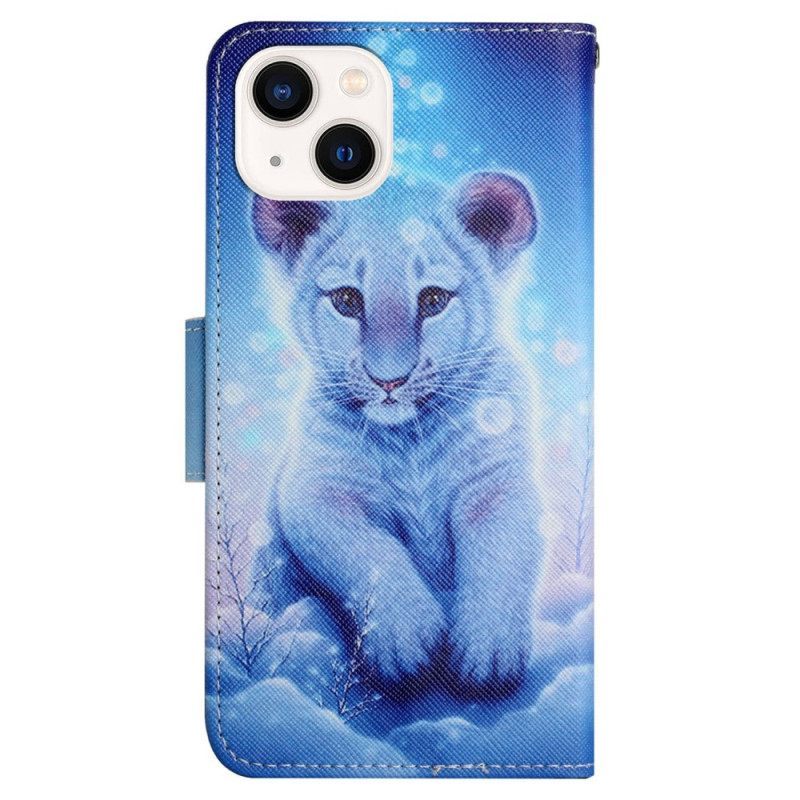 Κάλυμμα iPhone 15 με κορδονι Baby Leopard Με Λουράκι