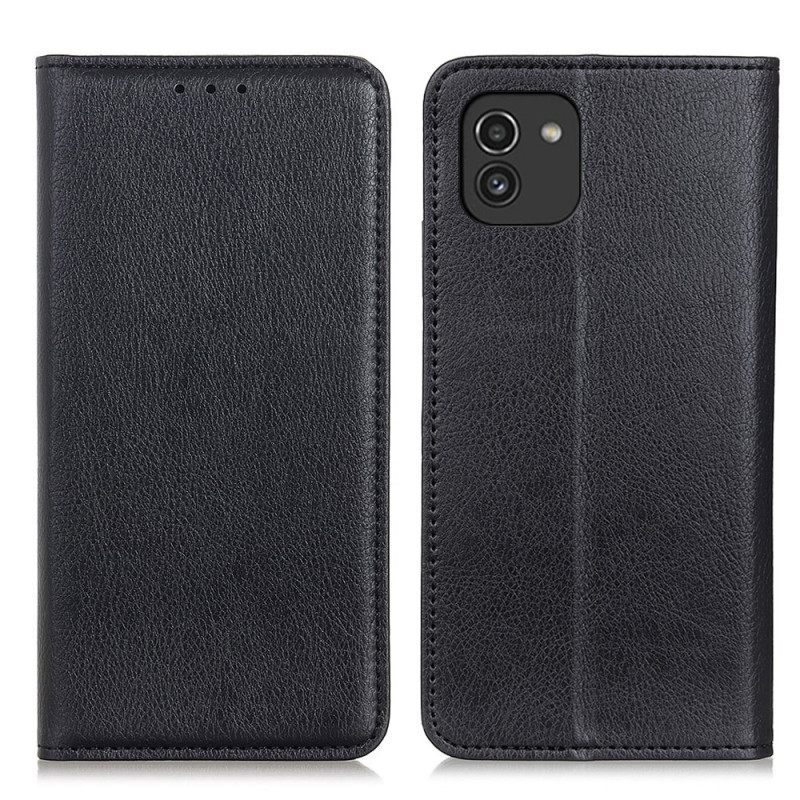 θηκη κινητου Samsung Galaxy A03 Θήκη Flip Litchi Design Leather