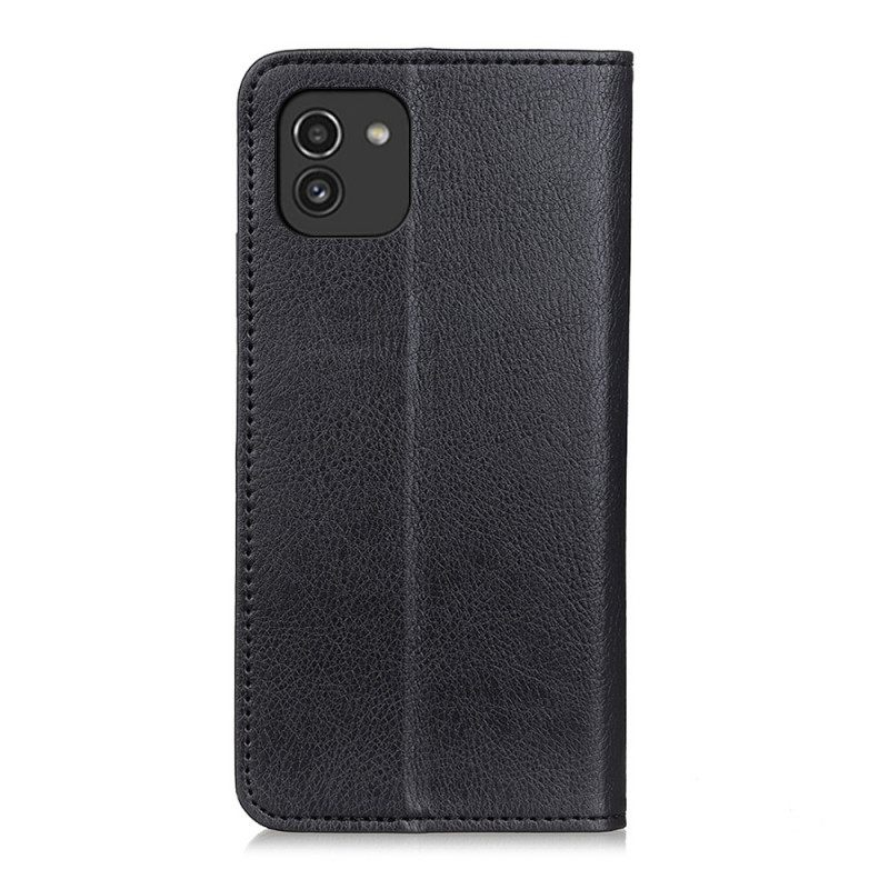 θηκη κινητου Samsung Galaxy A03 Θήκη Flip Litchi Design Leather