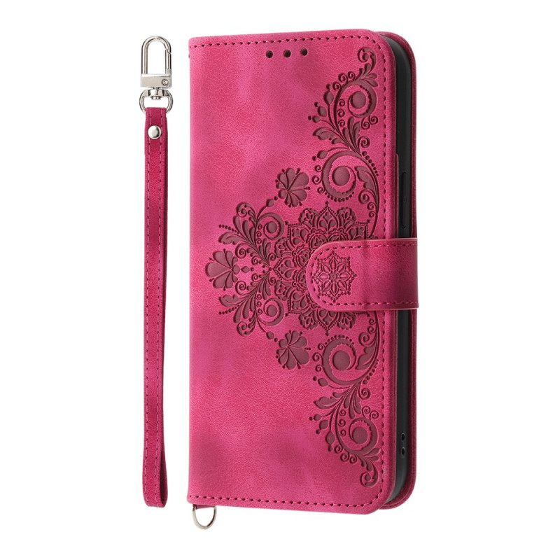 Δερματινη Θηκη Realme 14 Pro Plus 5g Δαντελένιο Σουέτ Με Λουράκι Και Λουράκι Ώμου