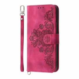 Δερματινη Θηκη Realme 14 Pro Plus 5g Δαντελένιο Σουέτ Με Λουράκι Και Λουράκι Ώμου