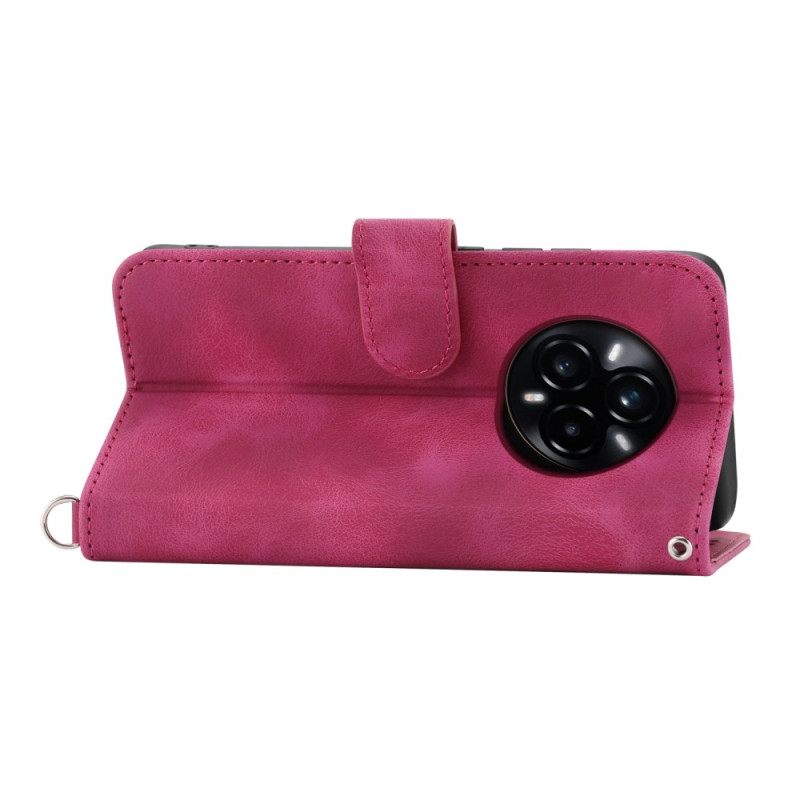 Δερματινη Θηκη Realme 14 Pro Plus 5g Δαντελένιο Σουέτ Με Λουράκι Και Λουράκι Ώμου