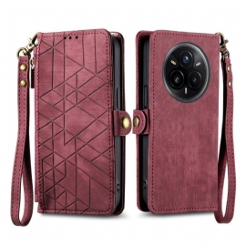 Δερματινη Θηκη Realme 14 Pro Plus 5g Πορτοφόλι Με Γραμμές Σιλικόνης