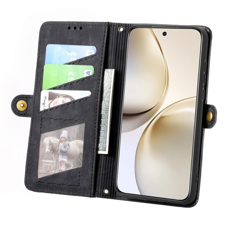 Δερματινη Θηκη Realme 14 Pro Plus 5g Πορτοφόλι Με Γραμμές Σιλικόνης