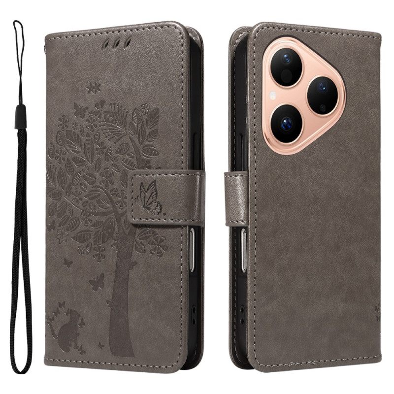 Δερματινη Θηκη Huawei Pura 80 Γάτα Και Δέντρο