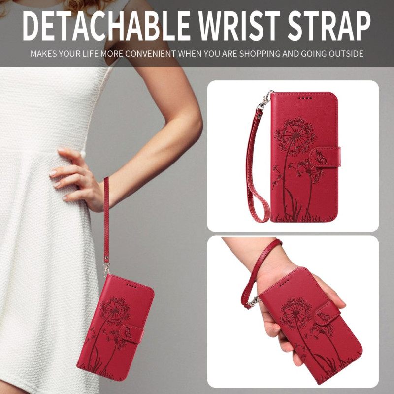 Δερματινη Θηκη Huawei Pura 80 Πικραλίδα Και Λουράκι Σιλικόνης