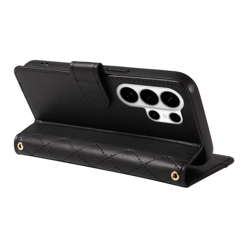 Δερματινη Θηκη Samsung Galaxy S26 Ultra Καπιτονέ Με Λουρί Και Λουρί Ώμου