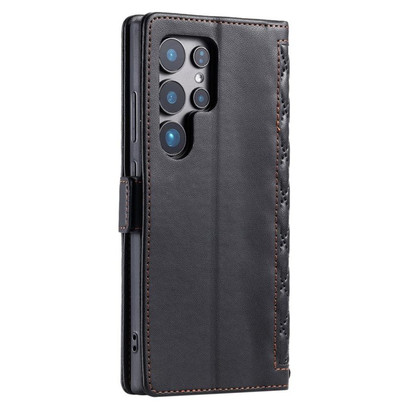 Δερματινη Θηκη Samsung Galaxy S26 Ultra Καπιτονέ Με Λουρί Σιλικόνης