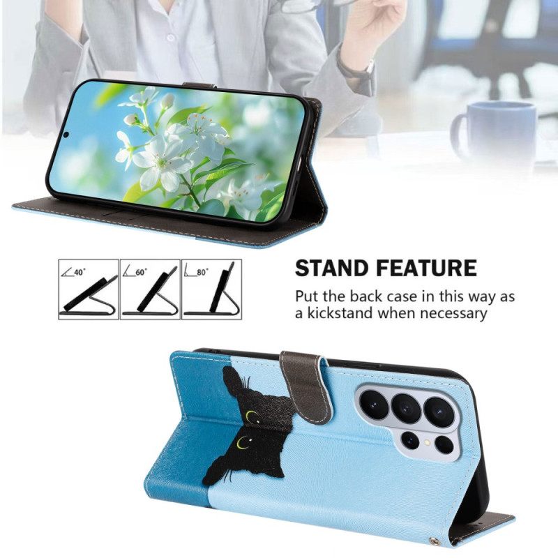 Δερματινη Θηκη Samsung Galaxy S26 Ultra Μαύρο Γατάκι