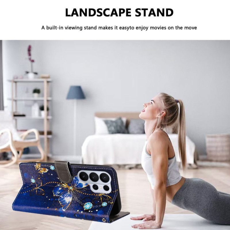 Δερματινη Θηκη Samsung Galaxy S26 Ultra Πολύτιμες Πεταλούδες Σιλικόνης