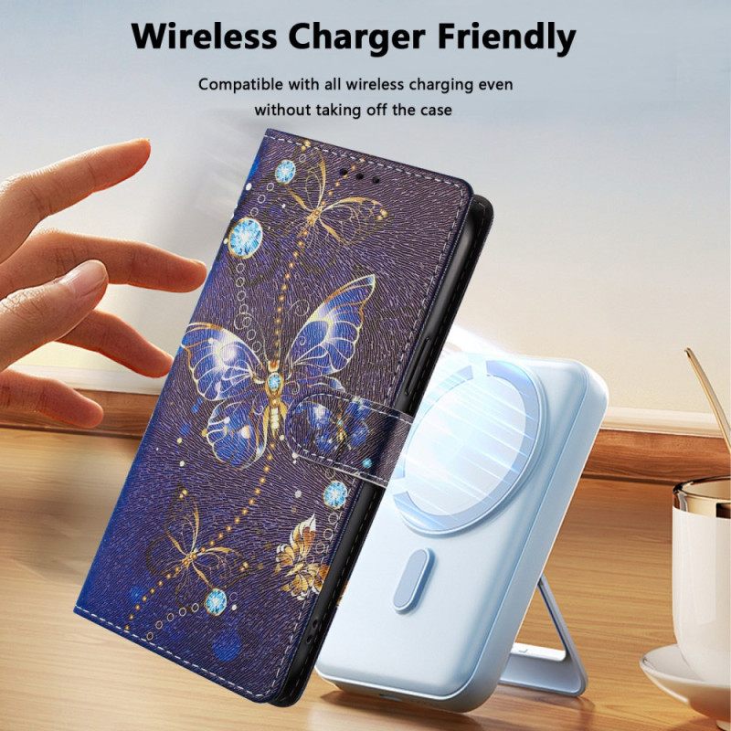 Δερματινη Θηκη Samsung Galaxy S26 Ultra Πολύτιμες Πεταλούδες Σιλικόνης