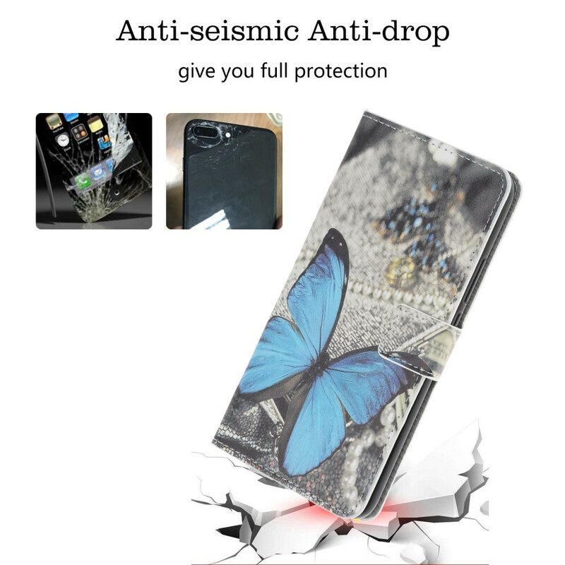 δερματινη θηκη Samsung Galaxy Note 10 Plus Μπλε Πεταλούδα