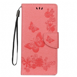 Θήκη Flip Samsung Galaxy Note 10 Plus με κορδονι Πεταλούδες Και Γραβάτες Λουλουδιών