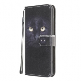 Κάλυμμα Samsung Galaxy A12 / M12 με κορδονι Μαύρα Γατίσια Μάτια Με Λουράκι
