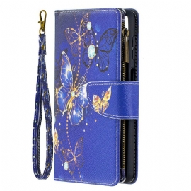 Κάλυμμα Samsung Galaxy A12 / M12 Τσέπη Με Πεταλούδες Με Φερμουάρ
