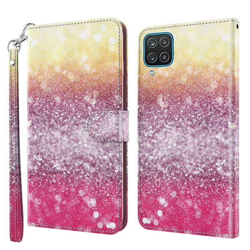 Θήκη Flip Samsung Galaxy A12 / M12 Ματζέντα Glitter Gradient