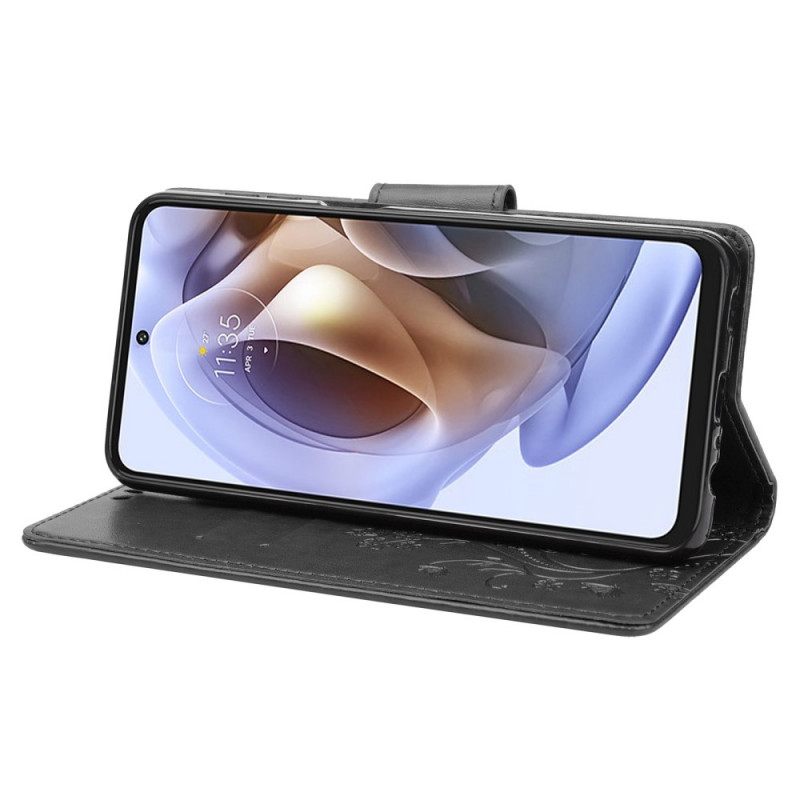 δερματινη θηκη Moto G31 / Moto G41 Πεταλούδες Και Λουλούδια