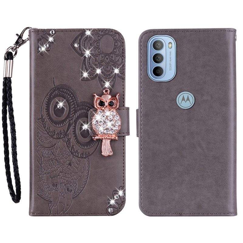 Κάλυμμα Moto G31 / Moto G41 Κουκουβάγια Μάνταλα Και Γούρι