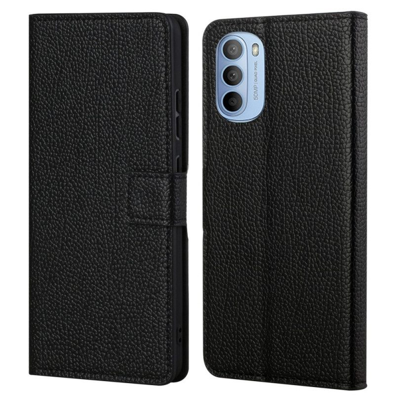 Θήκη Flip Moto G31 / Moto G41 Litchi Grain Leather Effect