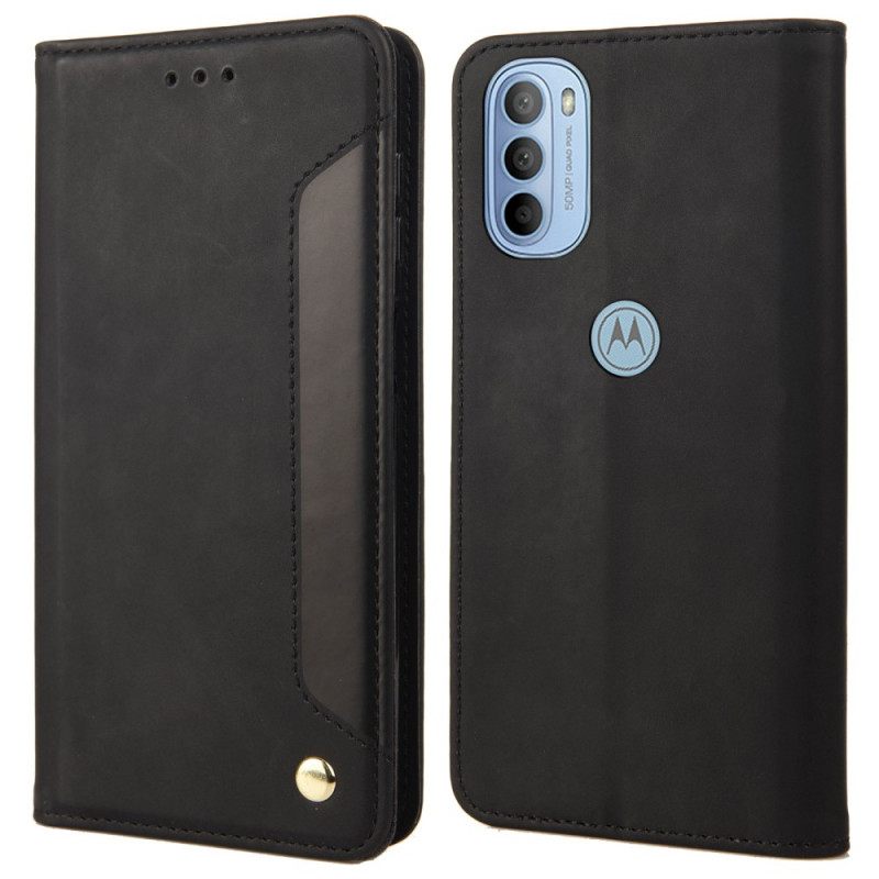 θηκη κινητου Moto G31 / Moto G41 Θήκη Flip Δίχρωμο Επαγγελματικό Δερμάτινο Εφέ