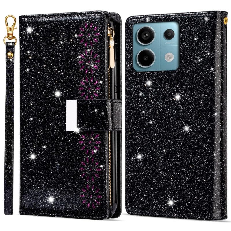 Θηκη Κινητου Xiaomi Redmi Note 13 5g Θήκες Κινητών Πορτοφόλι Με Glitter Με Φερμουάρ