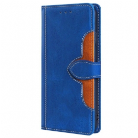 Δερματινη Θηκη Vivo V50 5g Δίχρωμο Λουλουδάτο Σχέδιο