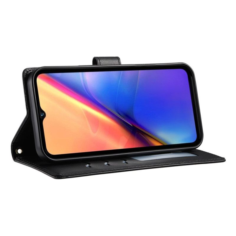 Δερματινη Θηκη Vivo V50 5g Καπιτονέ Με Λουράκι Και Λουράκι Ώμου