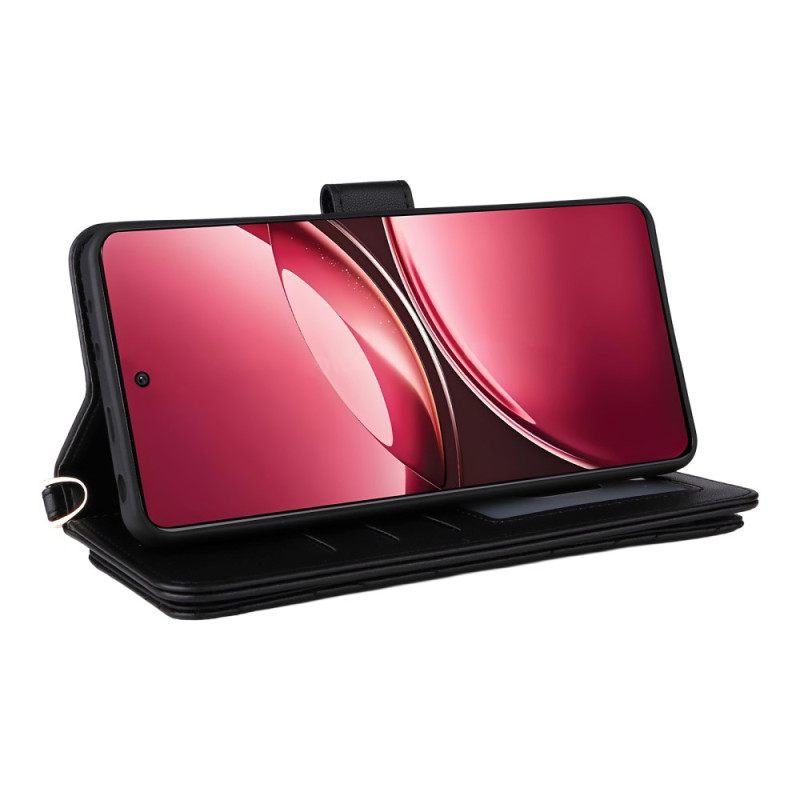 Δερματινη Θηκη Vivo V50 5g Καπιτονέ Με Λουράκια Σιλικόνης