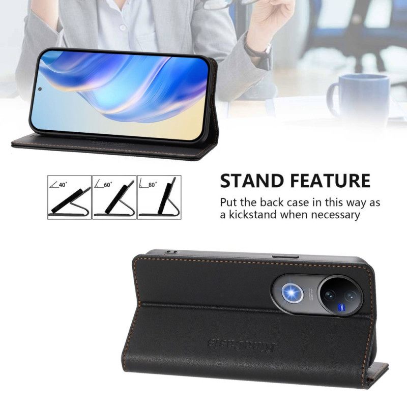 Δερματινη Θηκη Vivo V50 5g Προστασία Rfid Και Ρυθμιζόμενη Βάση Σιλικόνης