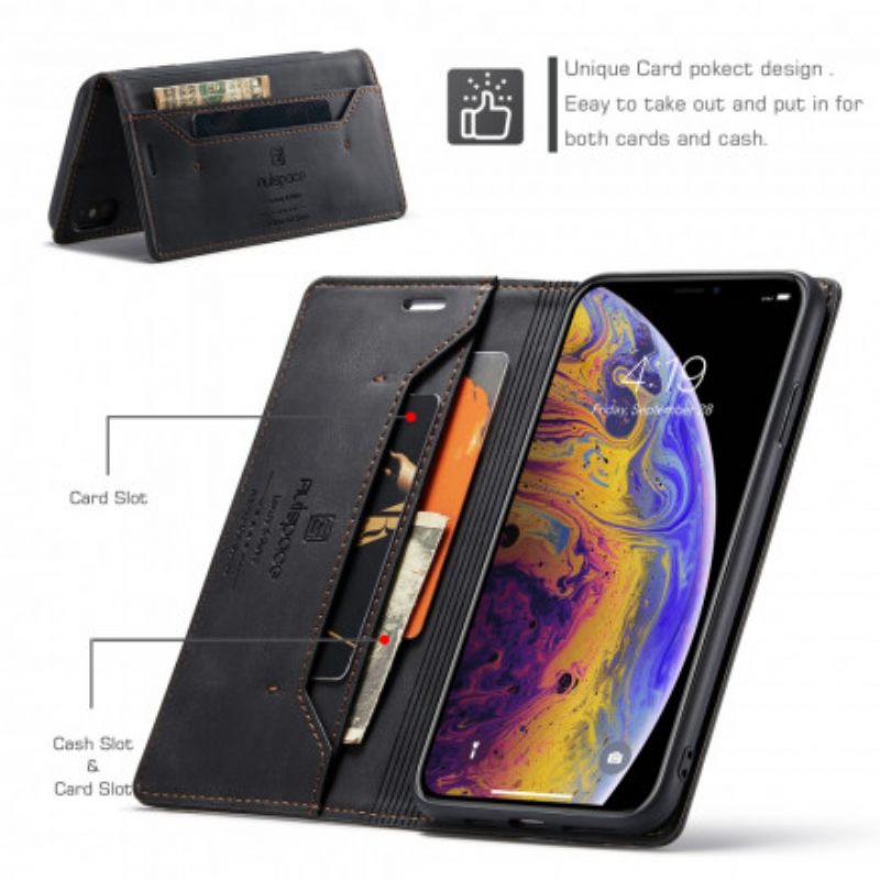 θηκη κινητου iPhone XS Max Θήκη Flip Τεχνολογία Rfid Εφέ Δέρματος