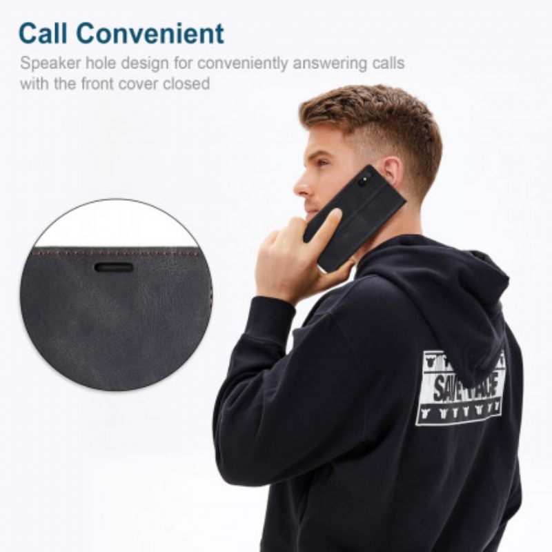 θηκη κινητου iPhone XS Max Θήκη Flip Τεχνολογία Rfid Εφέ Δέρματος