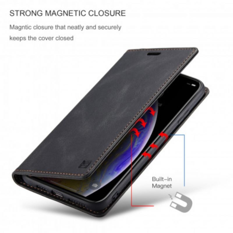 θηκη κινητου iPhone XS Max Θήκη Flip Τεχνολογία Rfid Εφέ Δέρματος