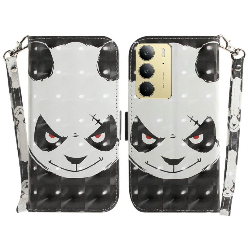 Δερματινη Θηκη Realme C75 Κορδόνι Angry Panda