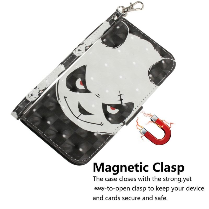 Δερματινη Θηκη Realme C75 Κορδόνι Angry Panda