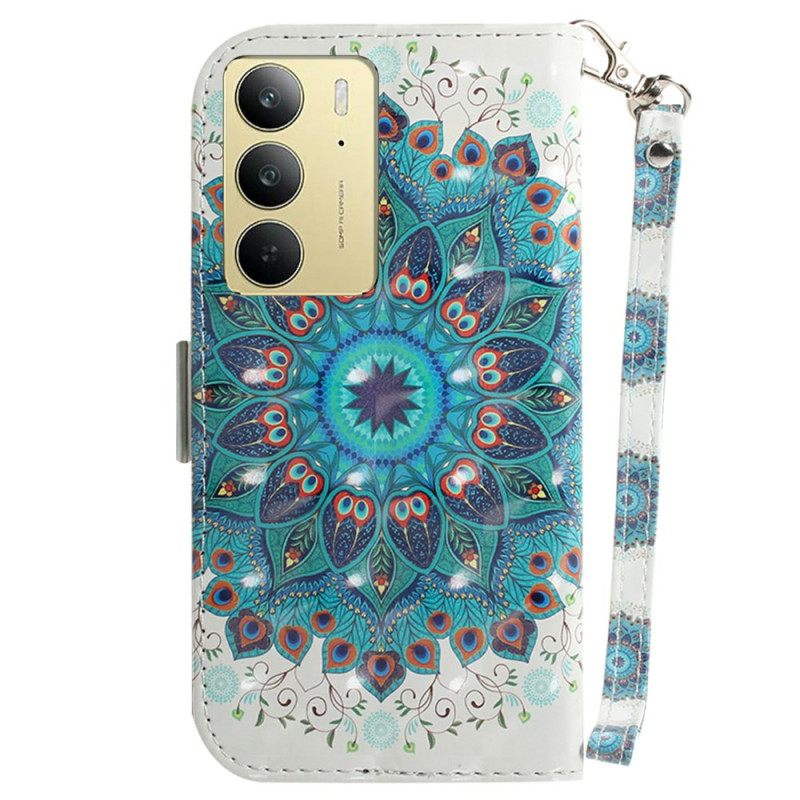 Δερματινη Θηκη Realme C75 Κορδόνι Green Mandala Σιλικόνης