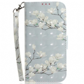 Δερματινη Θηκη Realme C75 Κορδόνι Magnolias Σιλικόνης