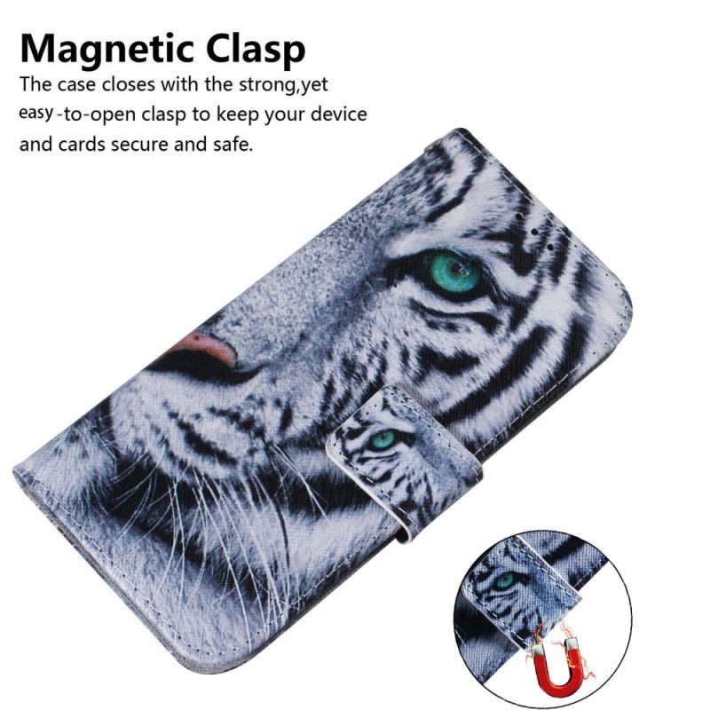 Δερματινη Θηκη Realme C75 Λευκή Τίγρη
